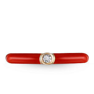 Кольцо из красного золота с эмалью